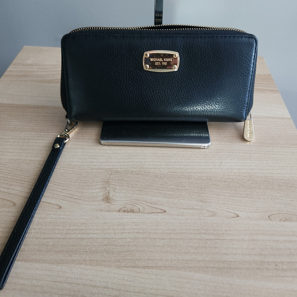 Michael Kors Black Wallet with Gold Accents